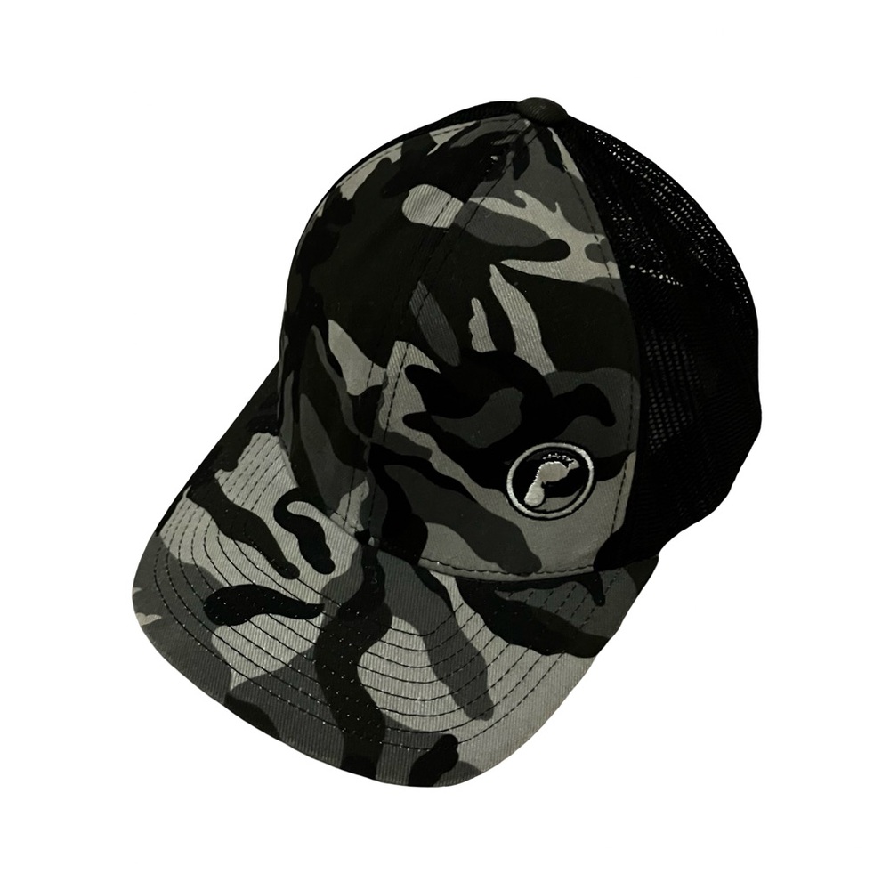 Yupoong Camo Trucker Hat Mesh Cap Snapback Barefoot Logo No Shoes No Problem